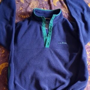 Unisex L.L. Bean Navy and Teal Fleece Pullover